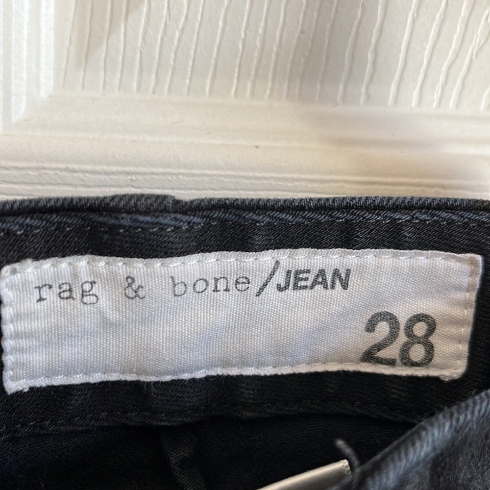 Rag & Bone Denny High Rise Skinny Ankle Jean / Raw Hem / Black / SZ 28 - Picture 12 of 13
